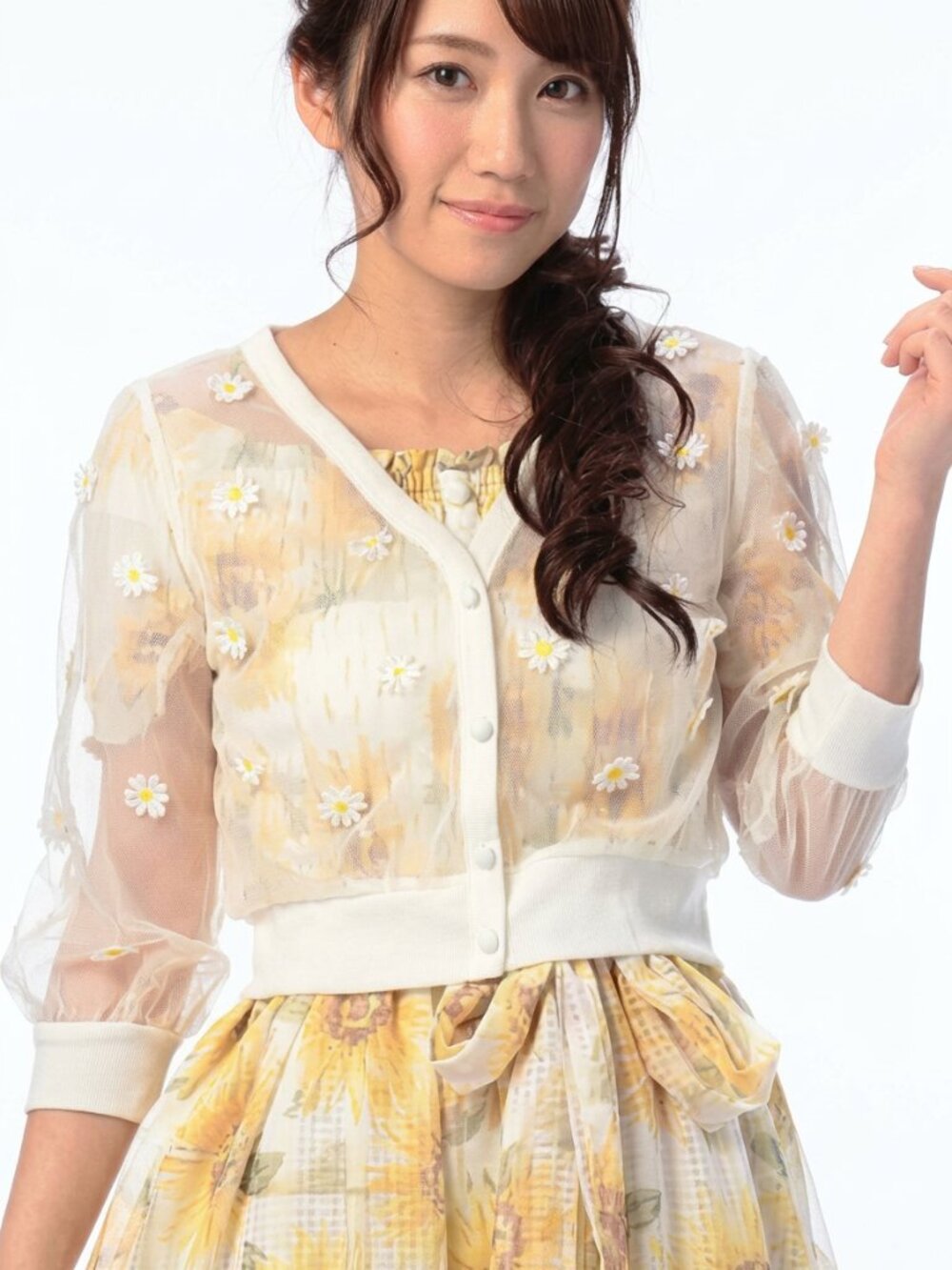 LIZ LISA Hime Gyaru sunflower applique cardigan